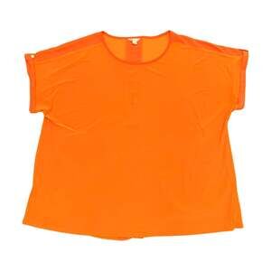 Cato Women's Plus Size 22/24W (3X) Orange Short Sleeve Blouse with Back Trim Det